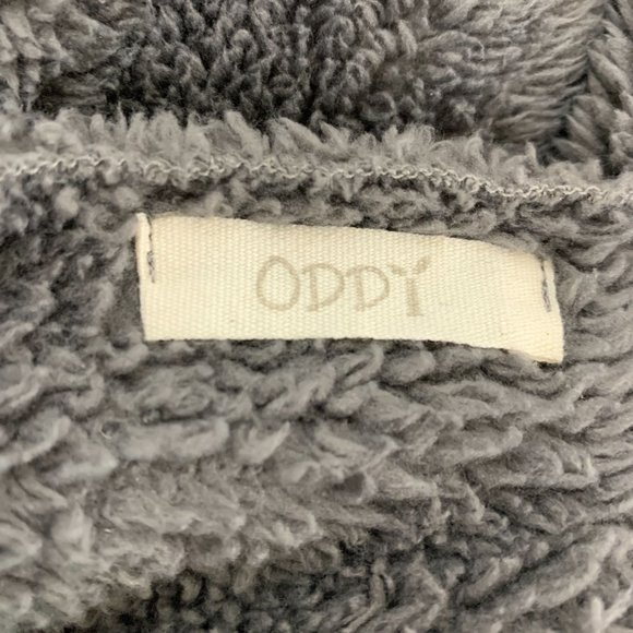 ODDY Small Fuzzy Gray Cardigan Sleeveless Pockets Long Tunic Artist - Picture 4 of 6